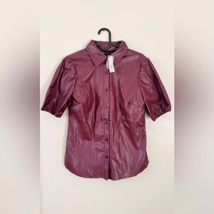 New York & Company Maroon Button-Down Shirt